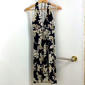 BCBG Max Azria Black, Tan & Cream Halter Dress